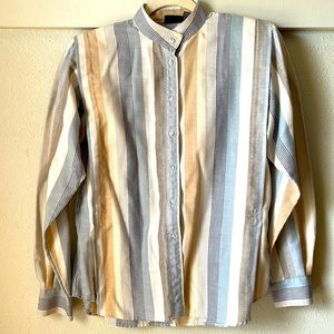 Vintage Liz Claiborne multi colored long sleeve button top with shoulder pads